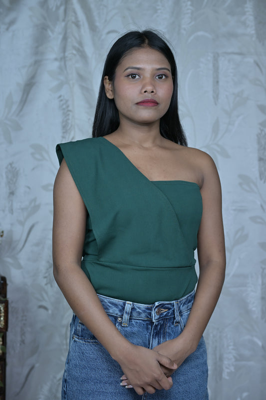 Green One-Shoulder Bodysuit