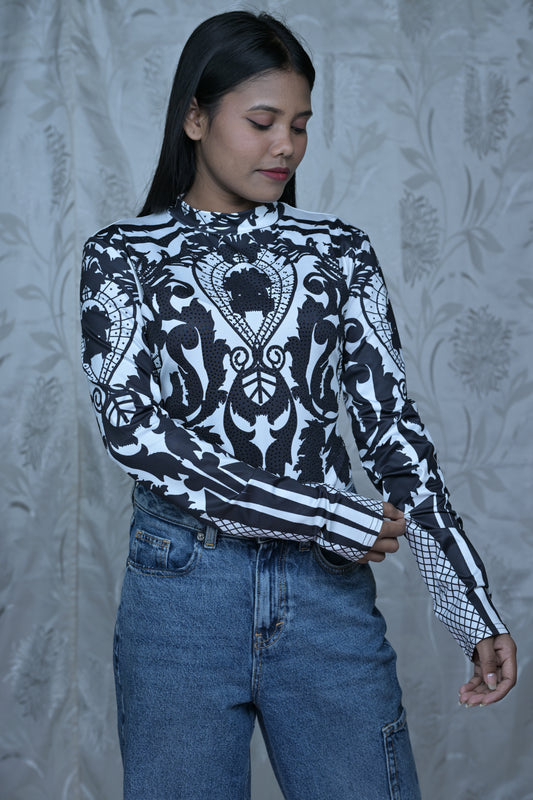 Black and White Patterned Bodysuit