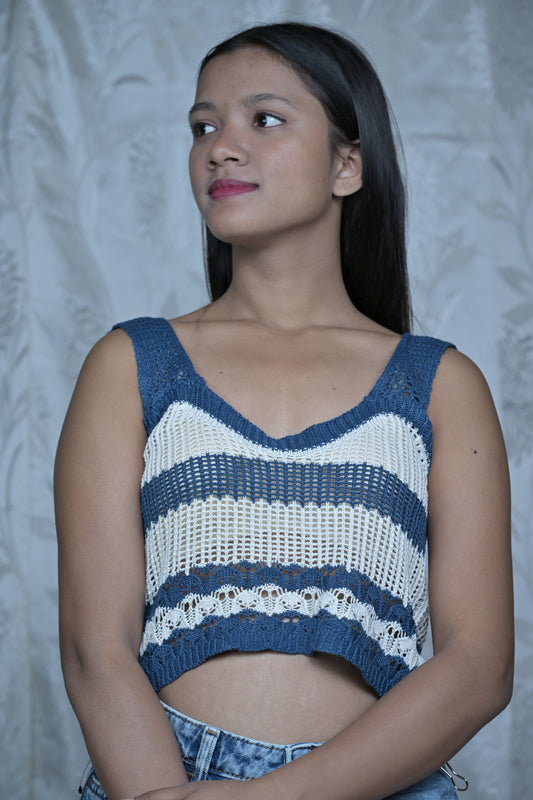 Sheer Striped Crochet Top