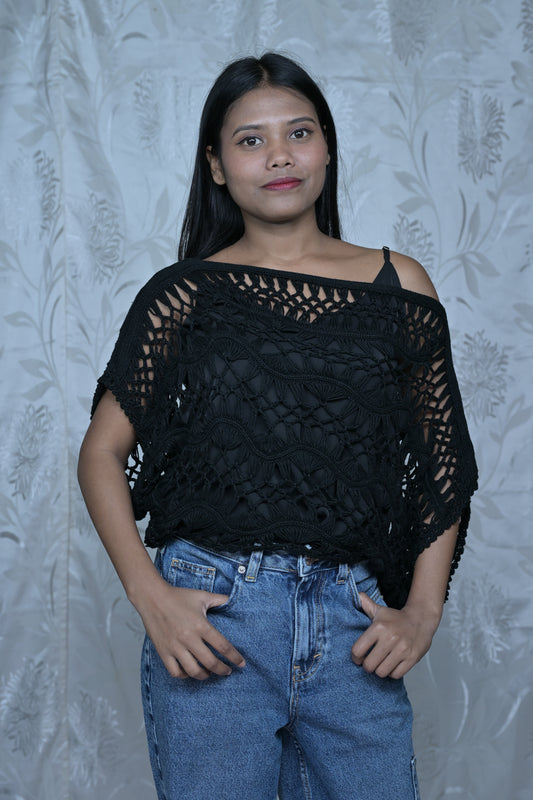 Edgy Black Crochet Top