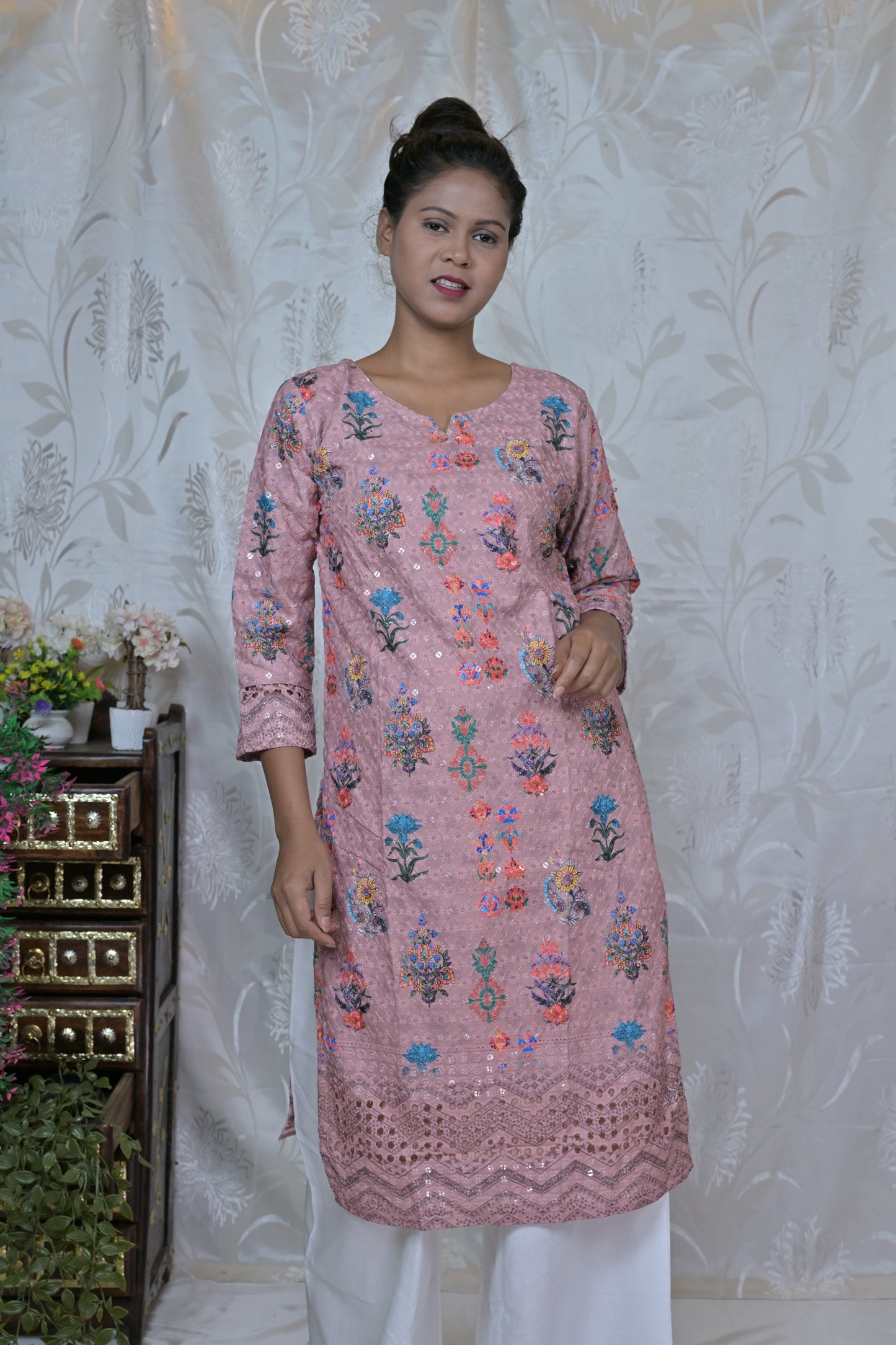 Blush Bloom Embroidered Kurta