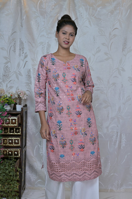 Blush Bloom Embroidered Kurta