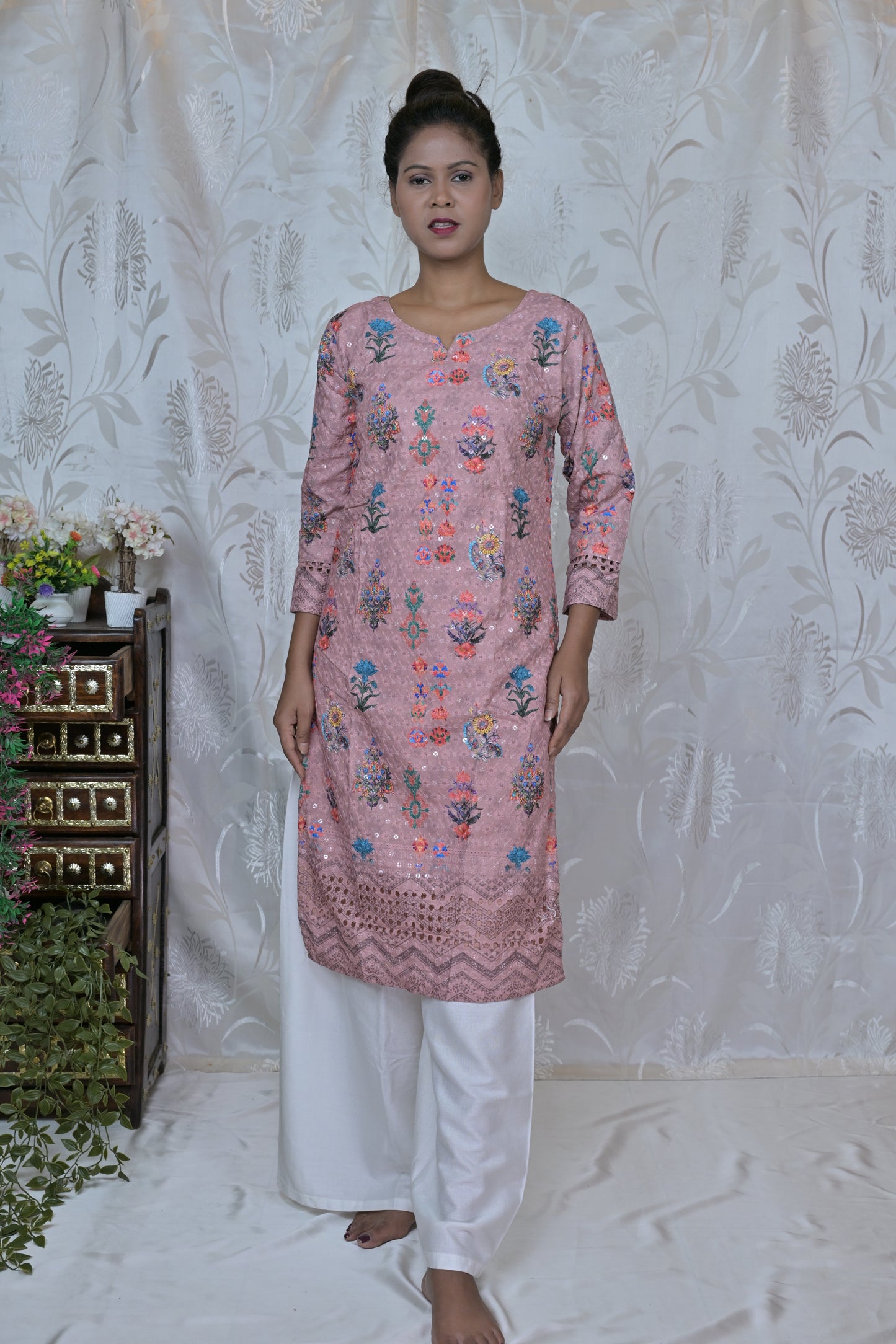 Blush Bloom Embroidered Kurta