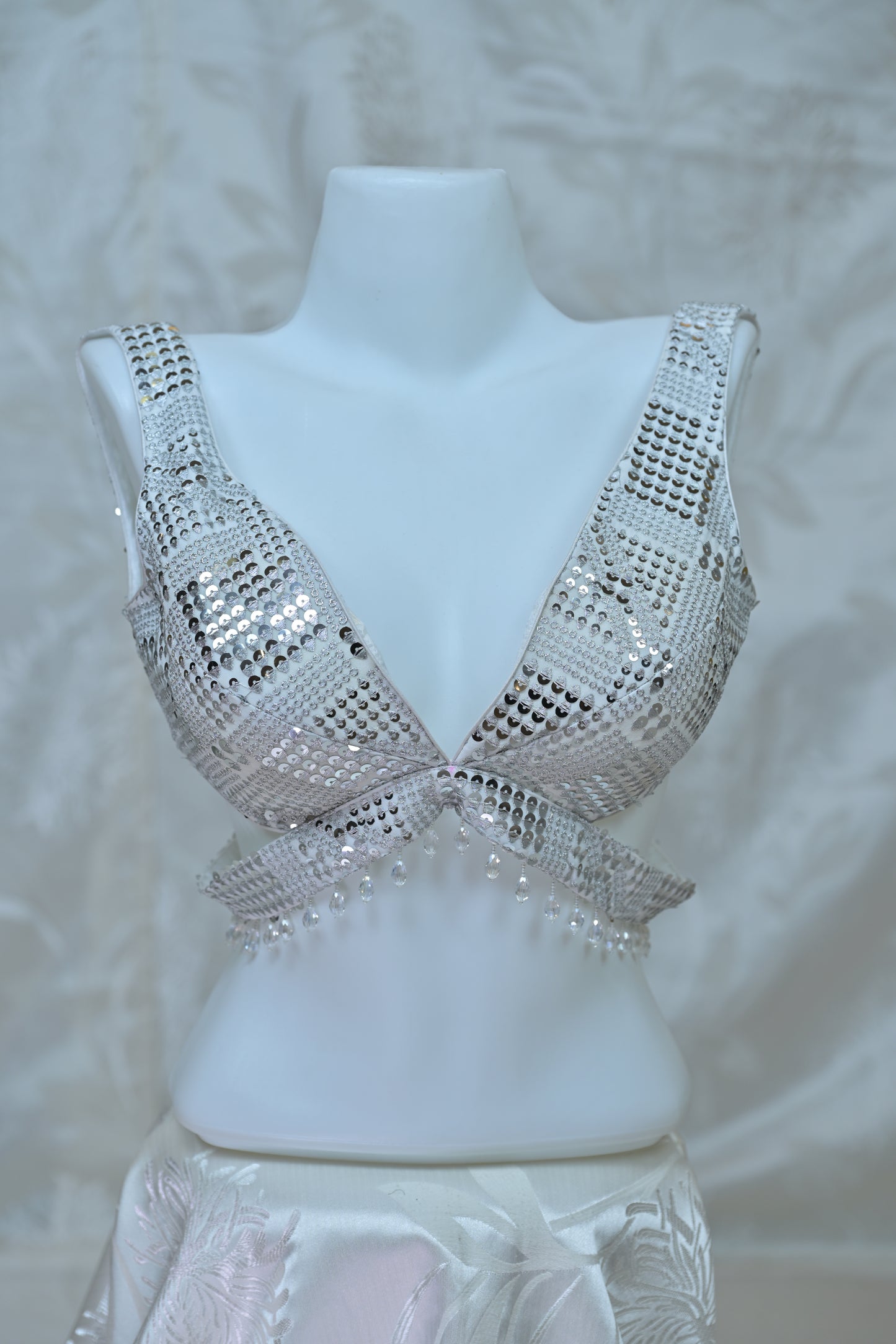 Dazzling Silver Sequin and Crystal Blouse