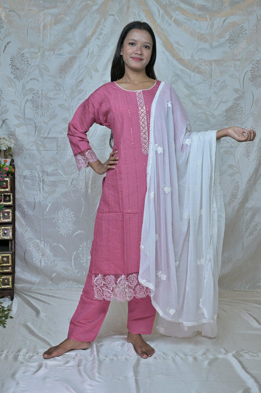 Chic Embroidered 3-Piece Suit Set
