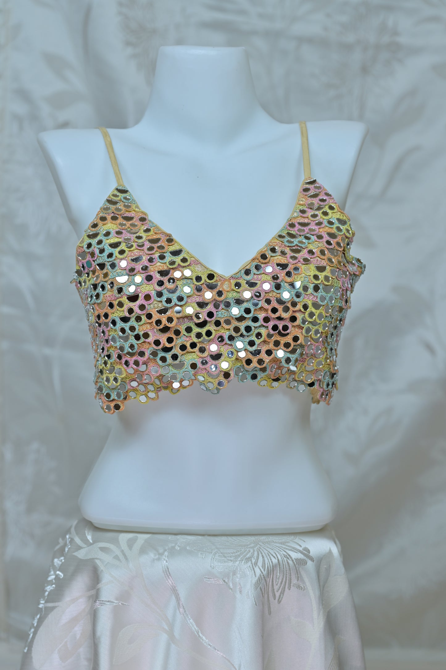 Dazzling Multi-Color Sequin & Mirror Work Bralette Style Blouse