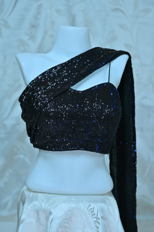 Midnight Sparkle" Sequin Designer Blouse