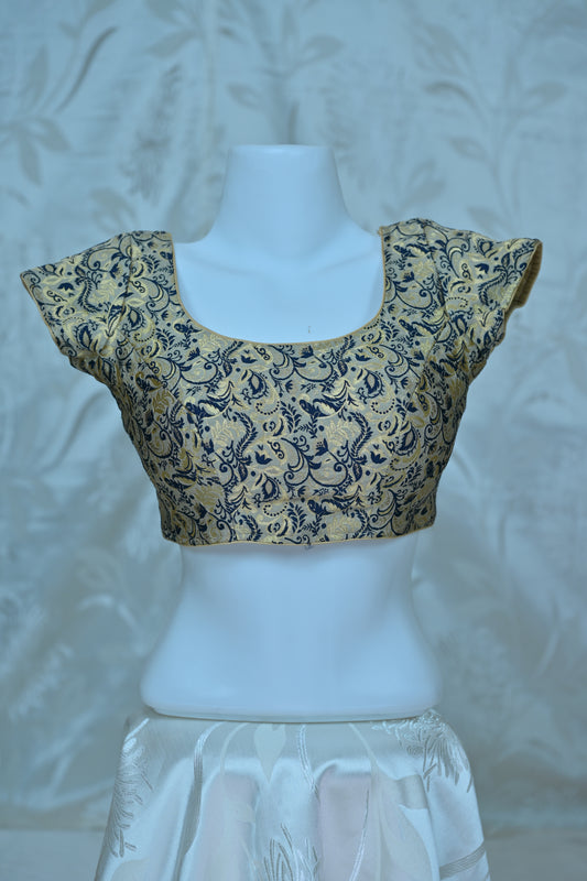Golden Elegance" Brocade Saree Blouse