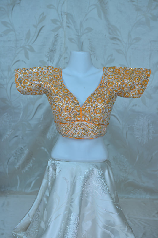 Dazzling Gold and Silver Sequin Embroidered Blouse
