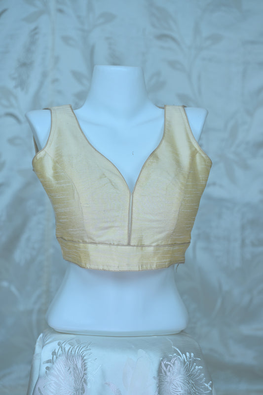 Radiant Cream Sleeveless V-Neck Blouse