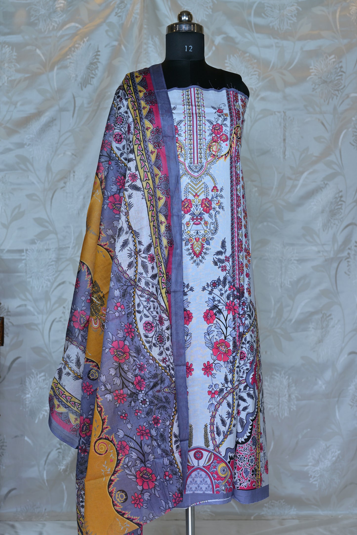 Whimsical Floral Printed Unstitched Suit Set