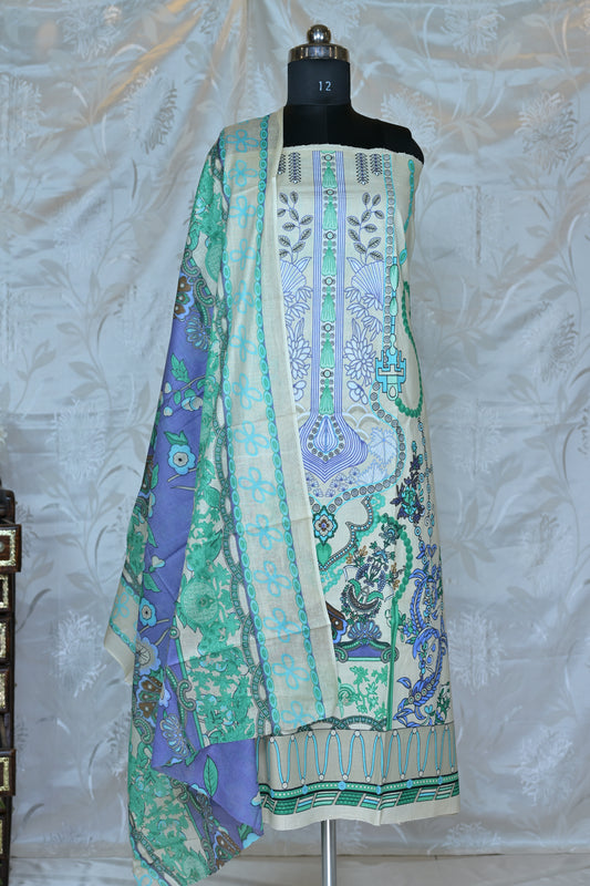 Serene Multi-Tone Printed Unstitched Suit Set