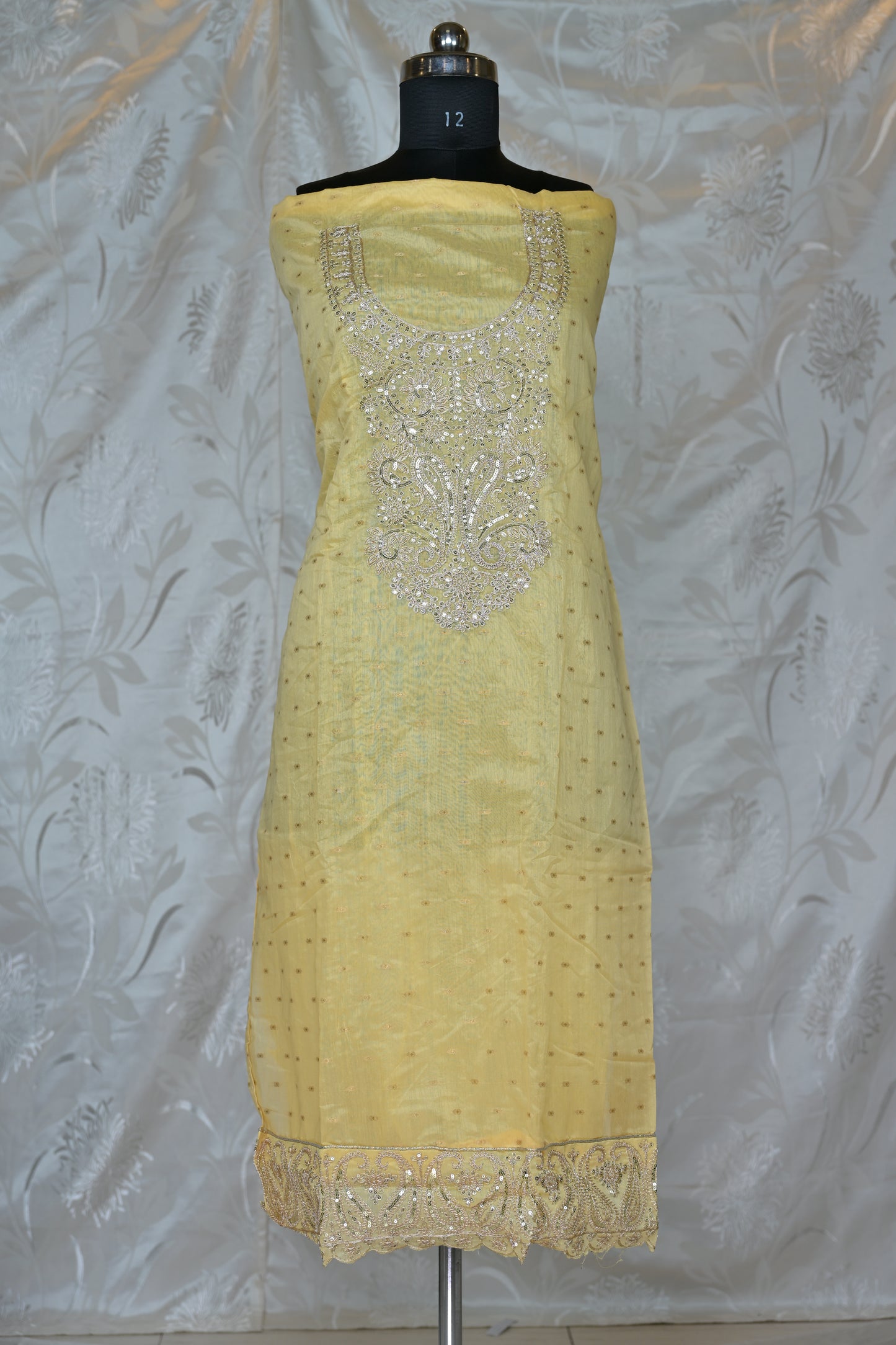 Elegant Banarasi Chanderi Salwar Suit with Exquisite Zari and Sequin Embellishments