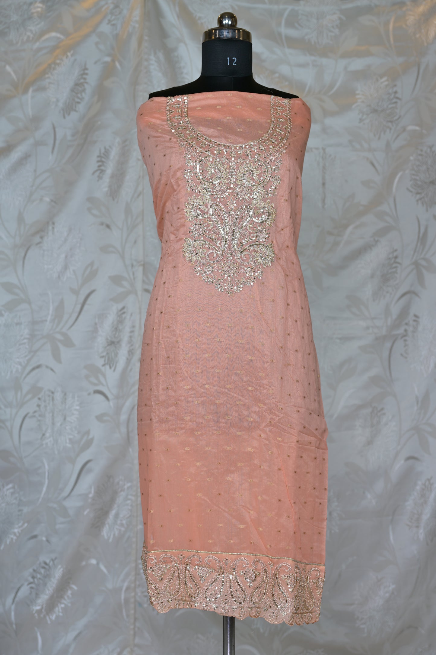 Elegant Banarasi Chanderi Salwar Suit with Exquisite Zari and Sequin Embellishments