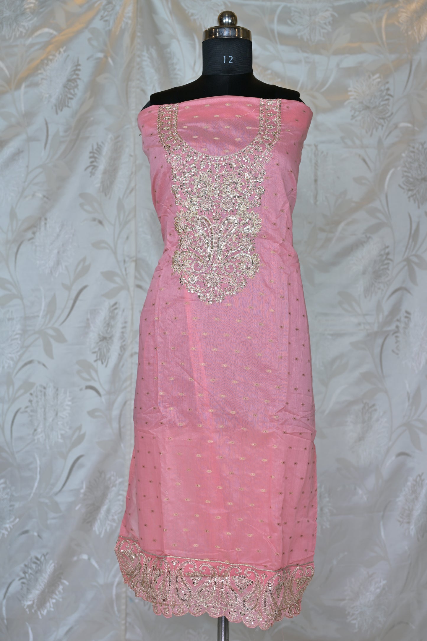 Elegant Banarasi Chanderi Salwar Suit with Exquisite Zari and Sequin Embellishments