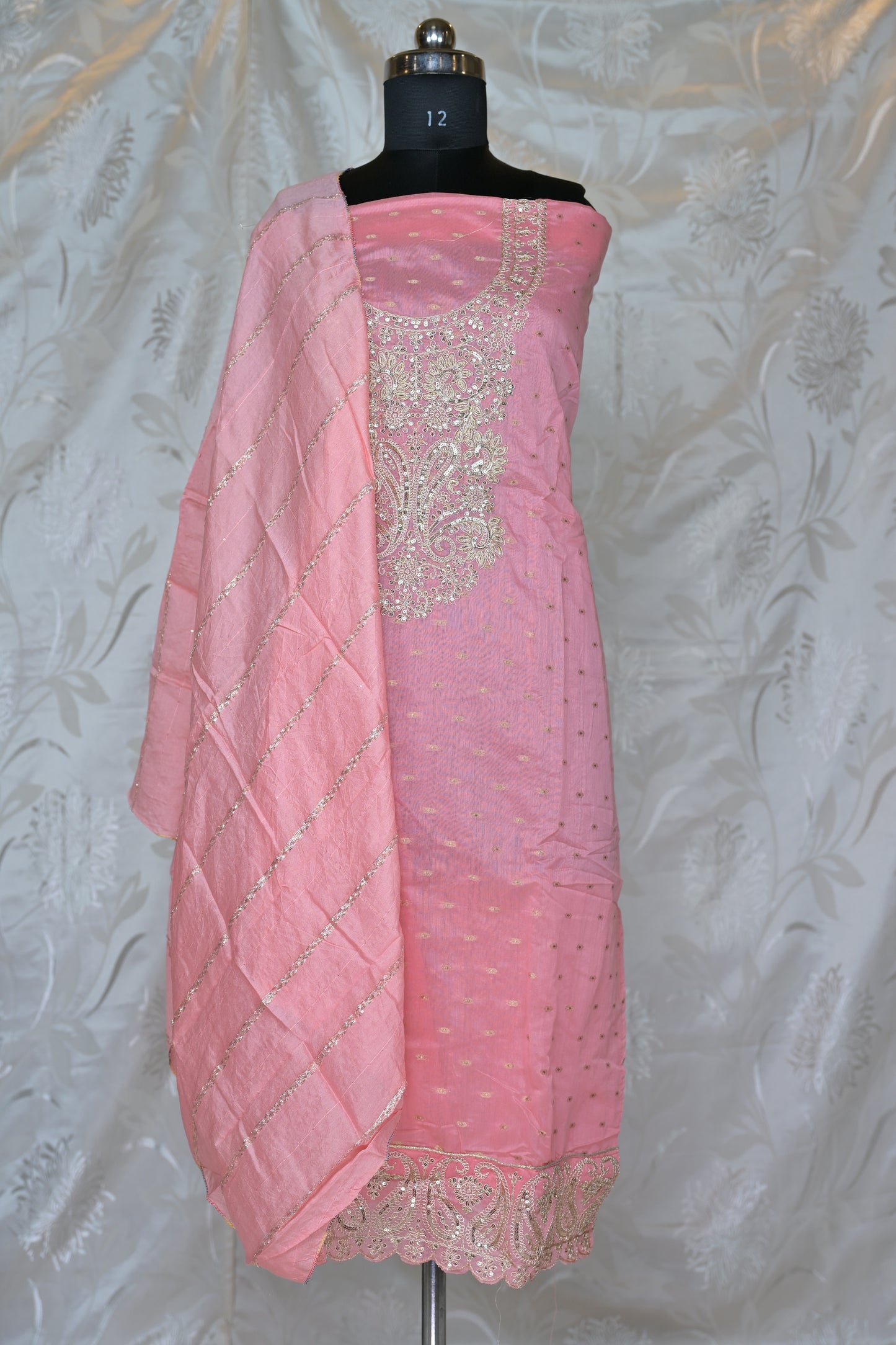 Elegant Banarasi Chanderi Salwar Suit with Exquisite Zari and Sequin Embellishments