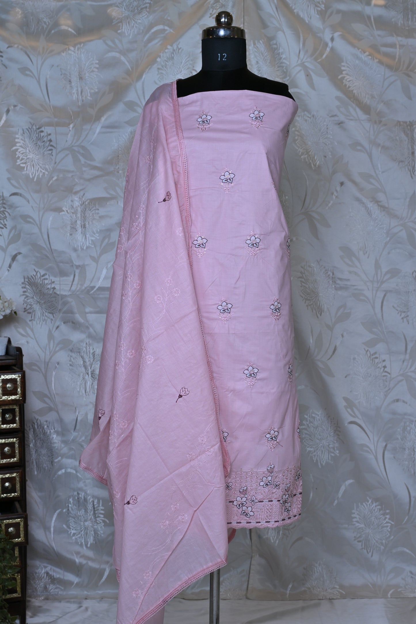 Chic Embroidered Cotton Suit Material Set - Perfect for Everyday Elegance