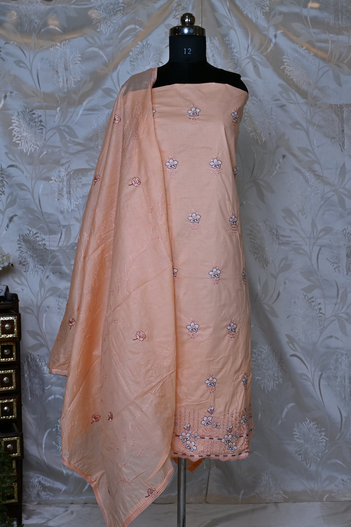 Chic Embroidered Cotton Suit Material Set - Perfect for Everyday Elegance