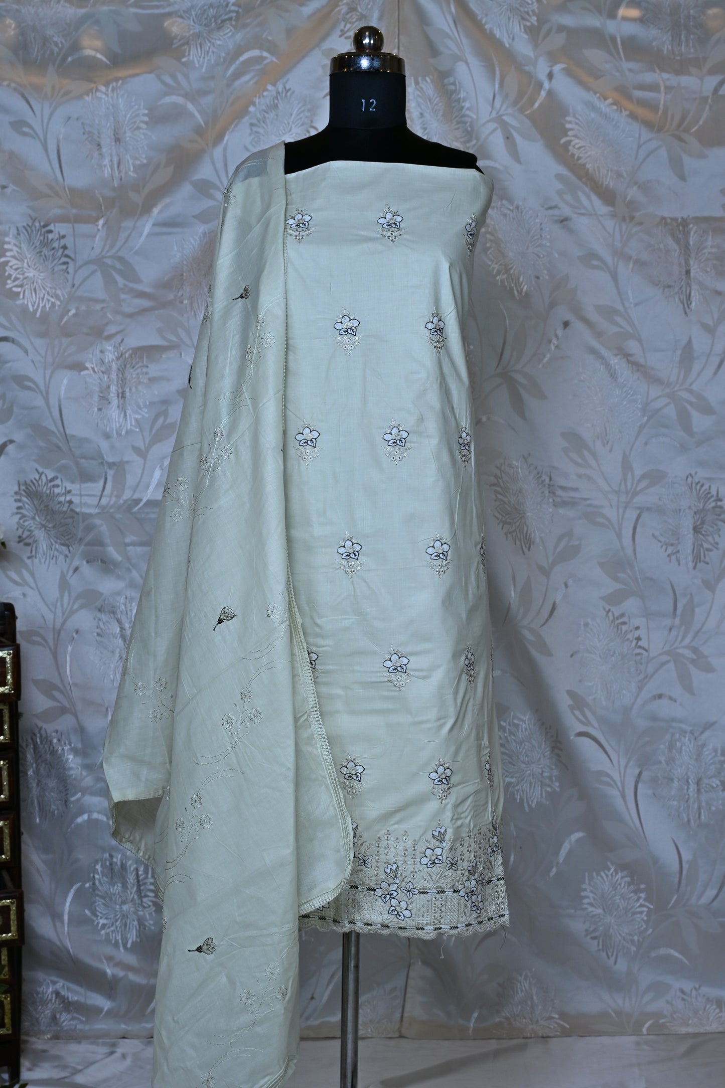 Chic Embroidered Cotton Suit Material Set - Perfect for Everyday Elegance