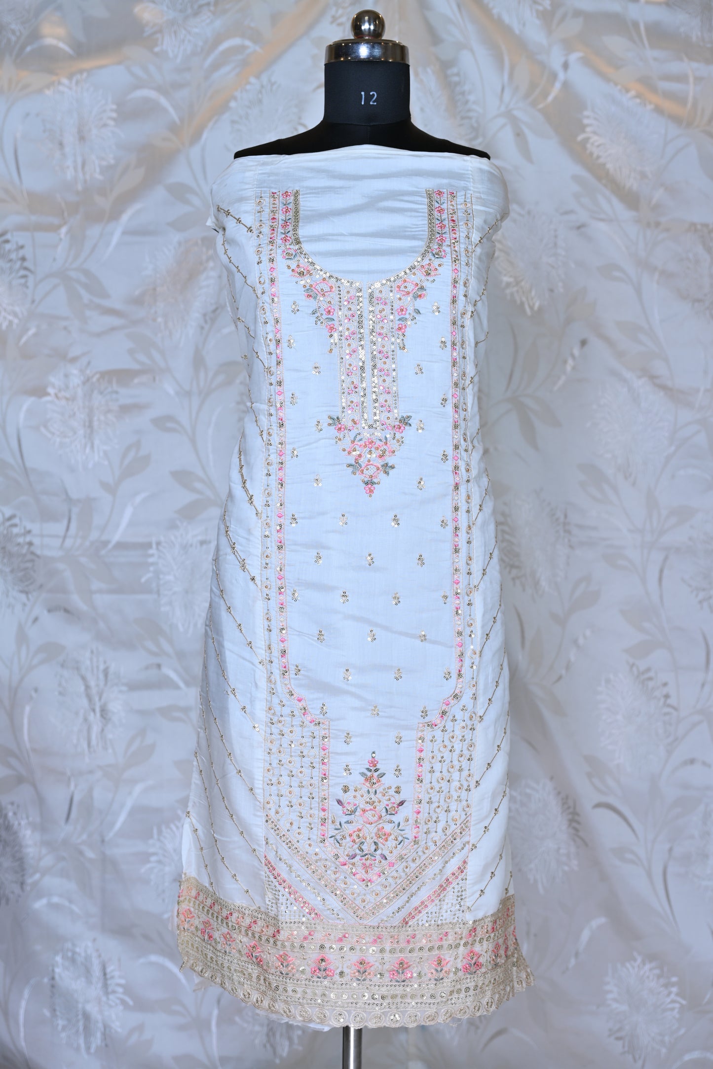 Exquisite Chanderi Silk Suit Set with Delicate Hand Embellishments