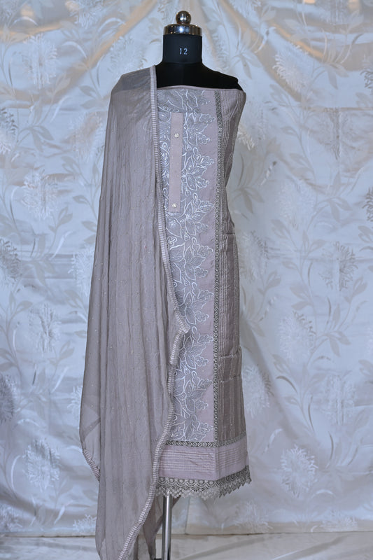 Elegant Lucknowi Chikankari Suit Set with Delicate Embroidery