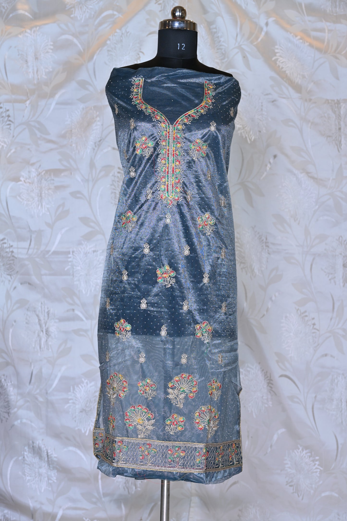 Exquisite Chanderi Silk Suit Sets with Multicolored Floral Embroidery