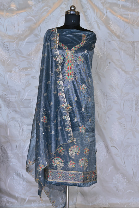 Exquisite Chanderi Silk Suit Sets with Multicolored Floral Embroidery