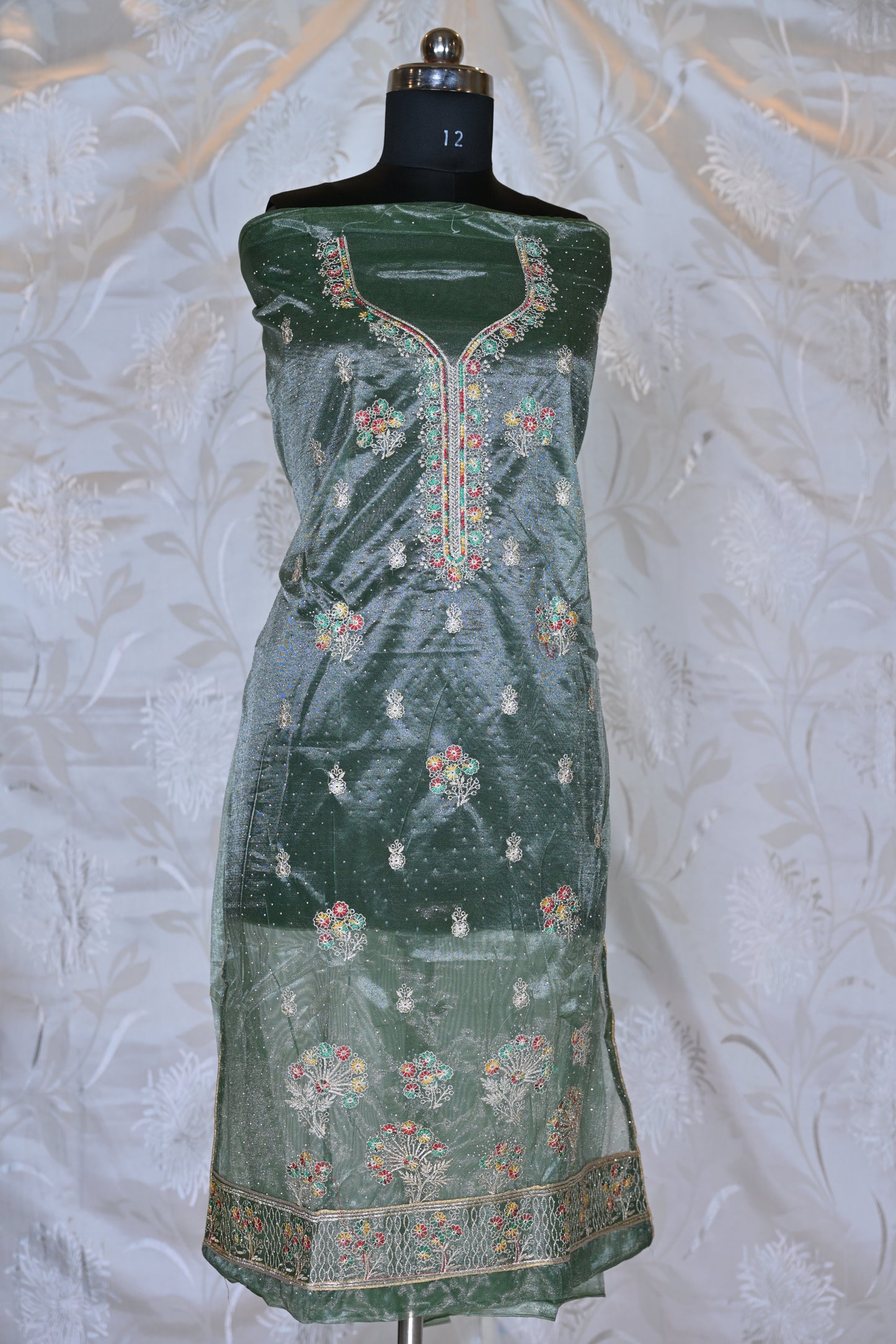 Exquisite Chanderi Silk Suit Sets with Multicolored Floral Embroidery