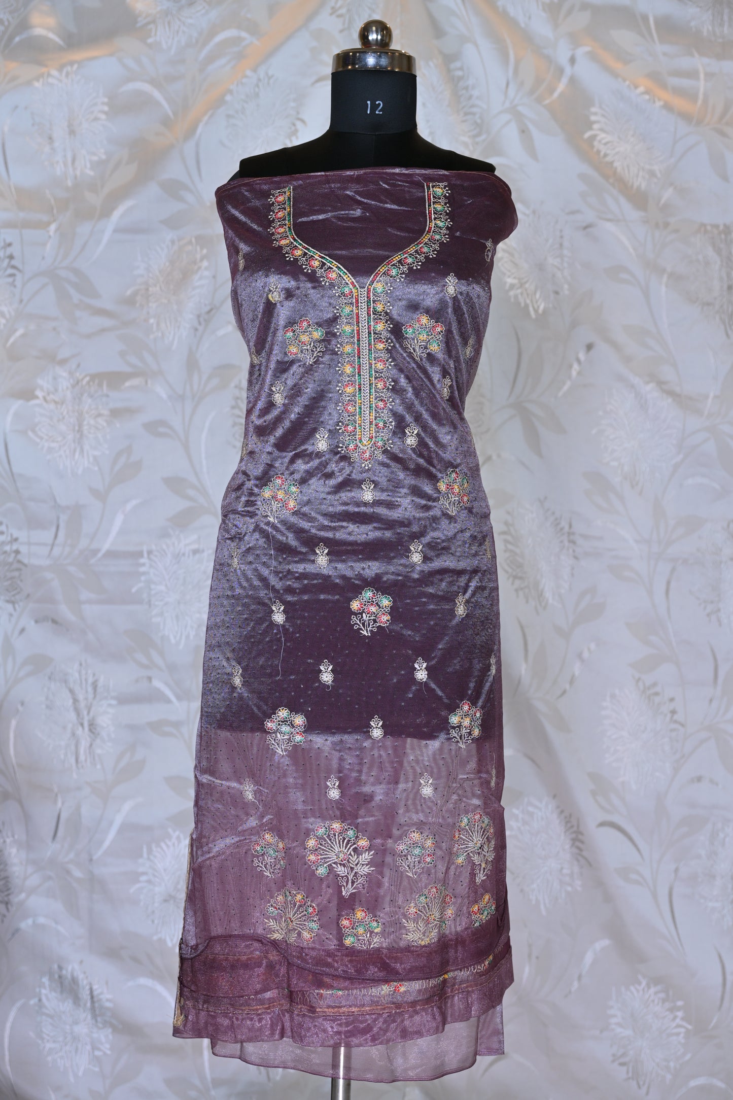 Exquisite Chanderi Silk Suit Sets with Multicolored Floral Embroidery