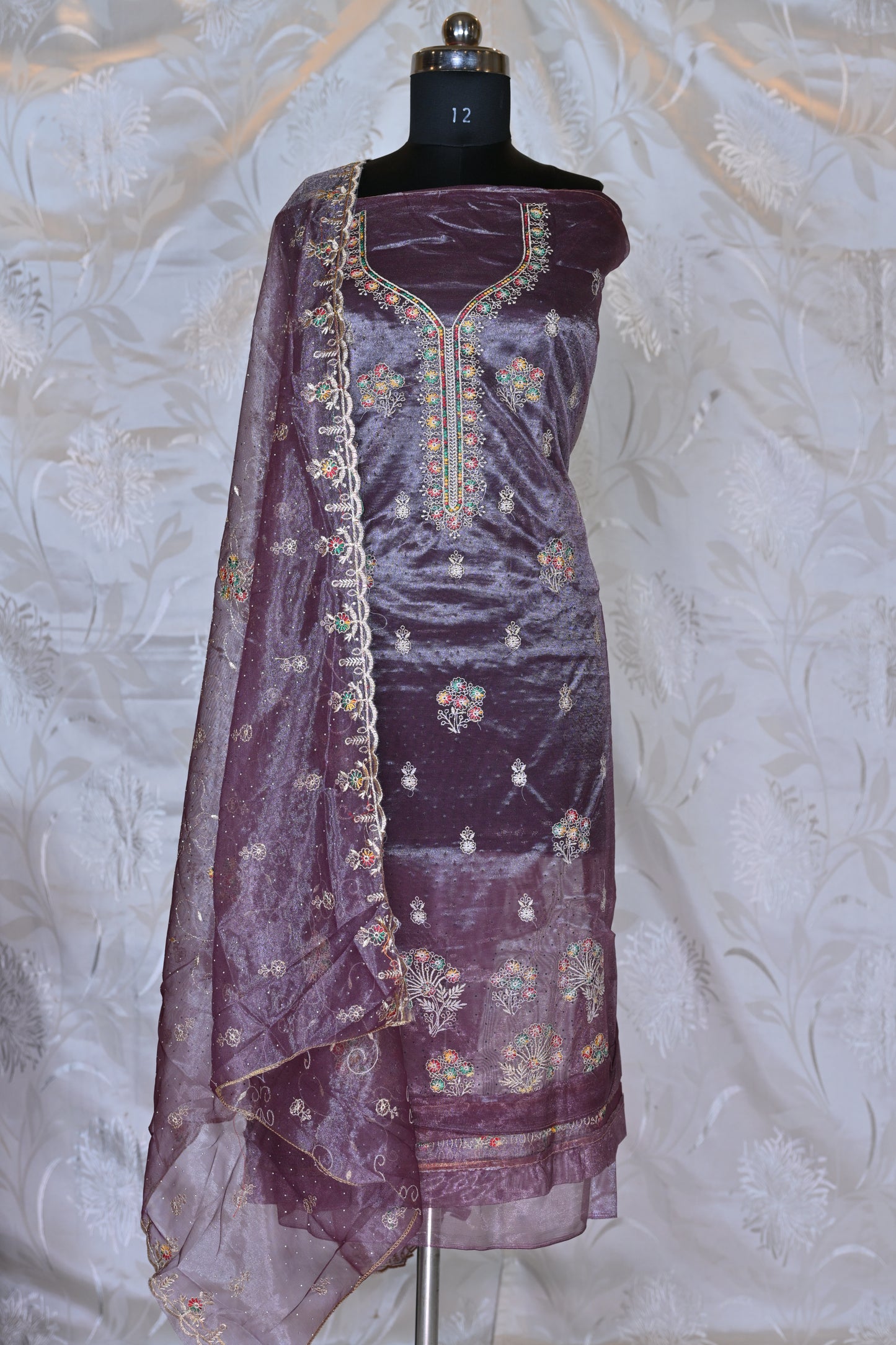 Exquisite Chanderi Silk Suit Sets with Multicolored Floral Embroidery