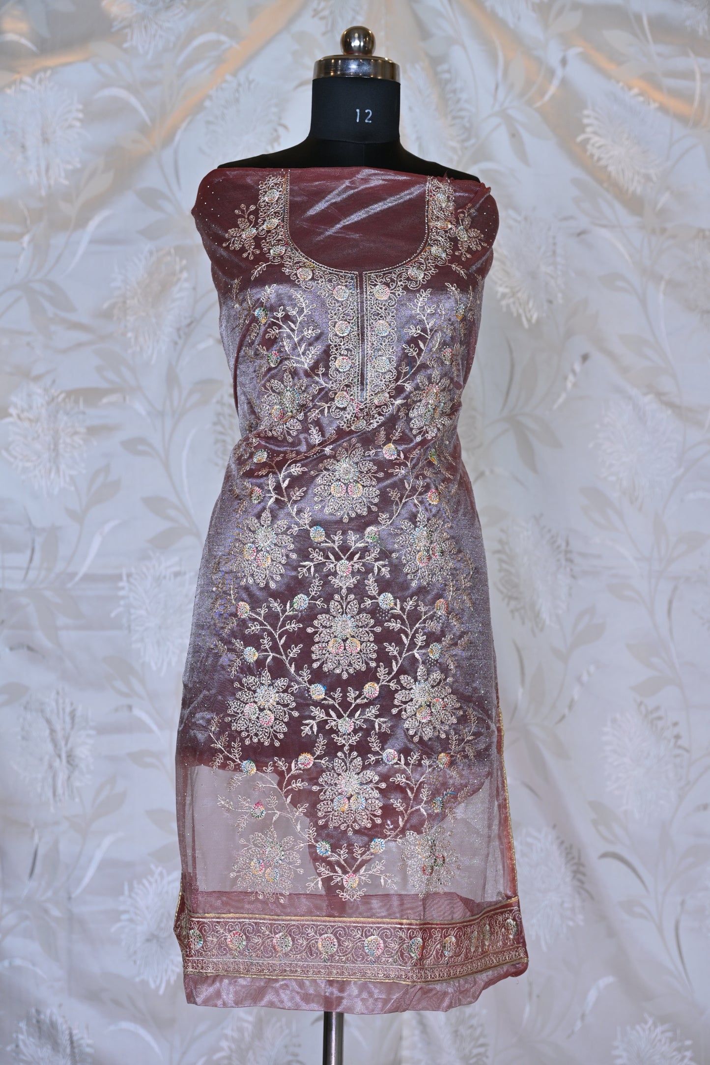 Opulent Organza Suit Sets with Exquisite Thread Embroidery