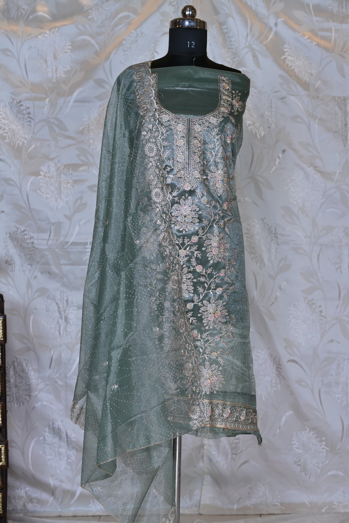 Opulent Organza Suit Sets with Exquisite Thread Embroidery