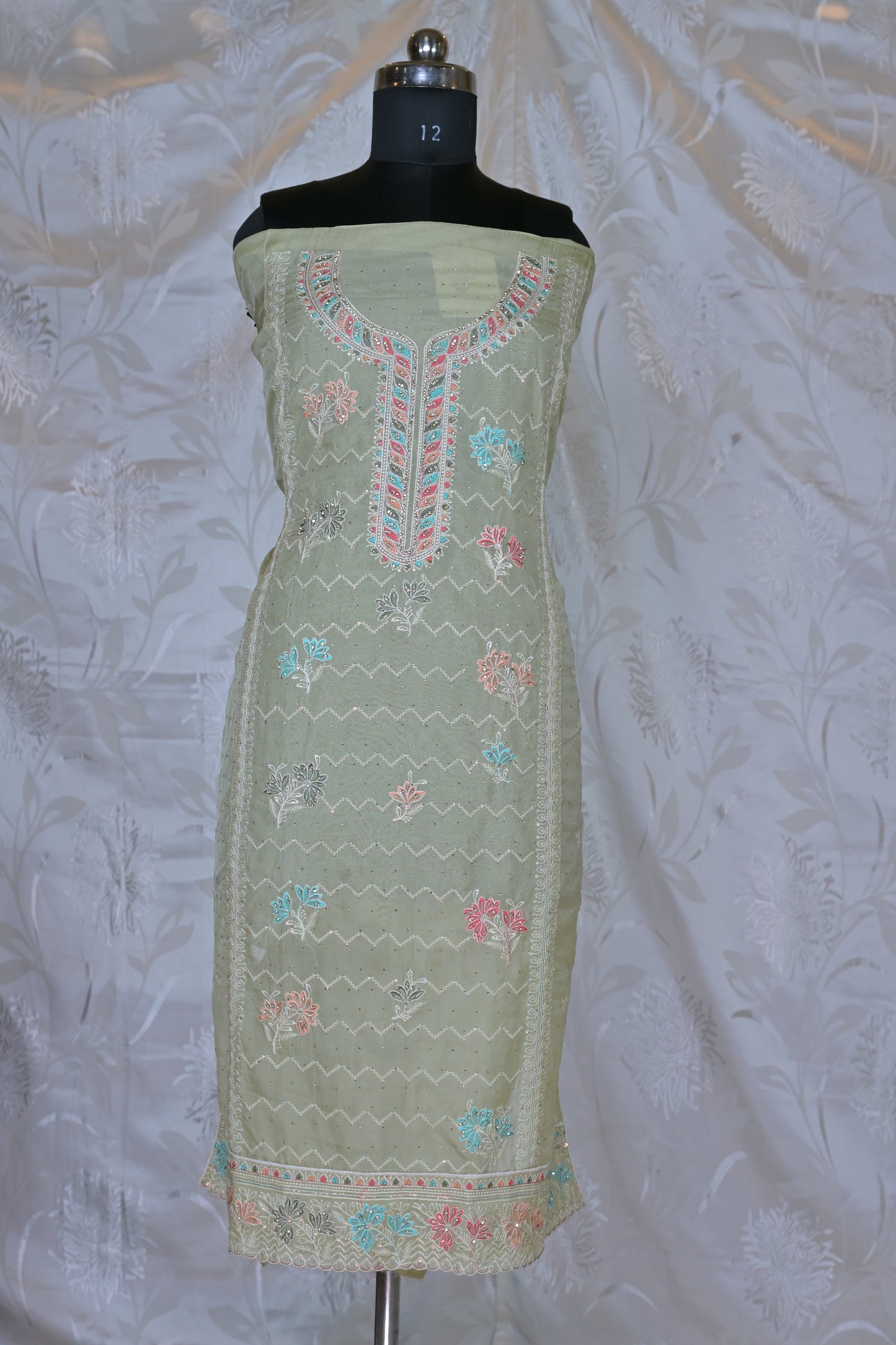 Delicate & Elegant Embroidered 3-Piece Suit Material - Unstitched