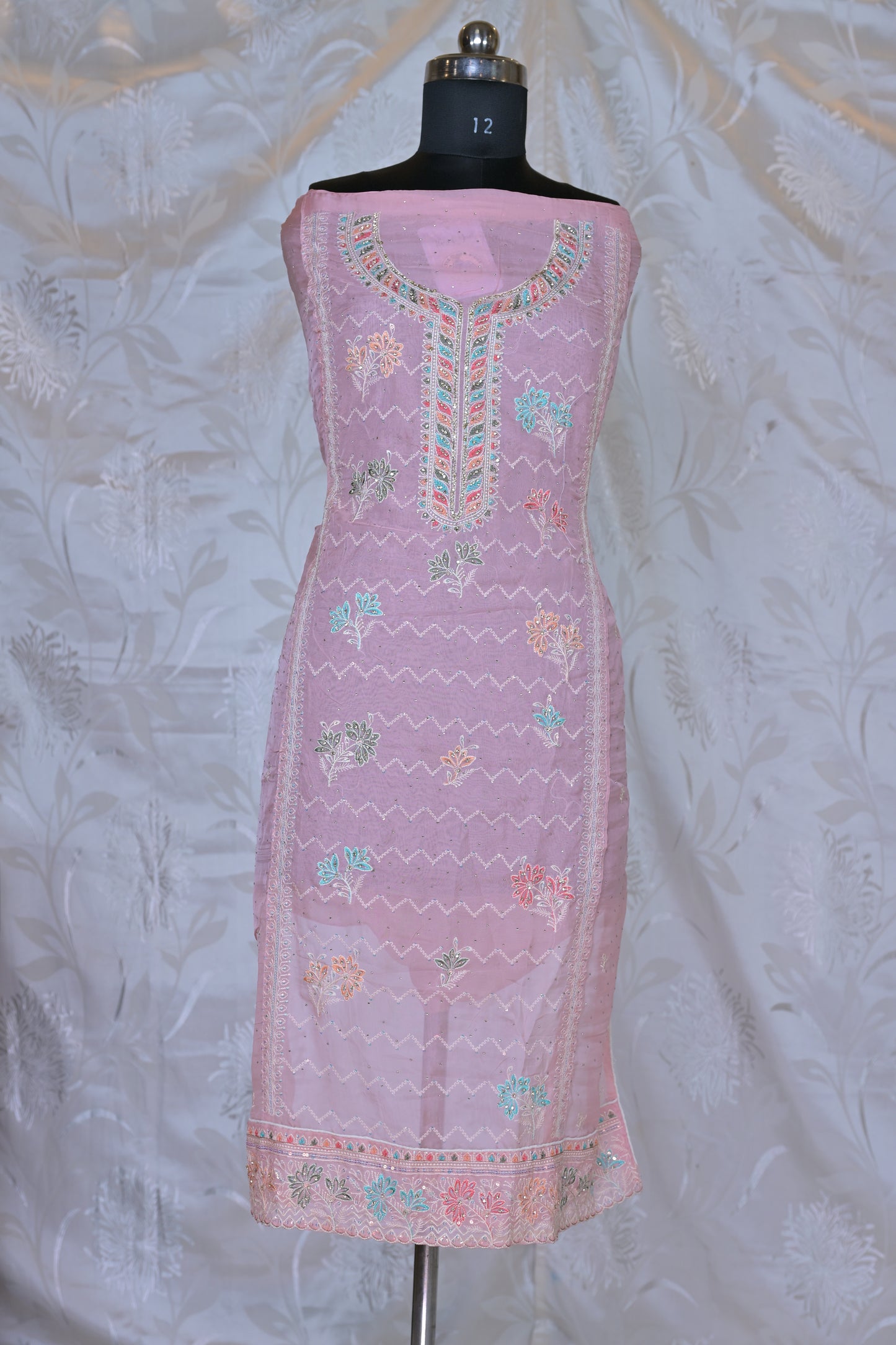 Delicate & Elegant Embroidered 3-Piece Suit Material - Unstitched