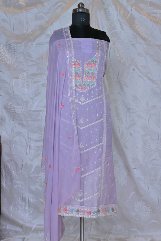 Charming Embroidered 3-Piece Suit Material - Unstitched