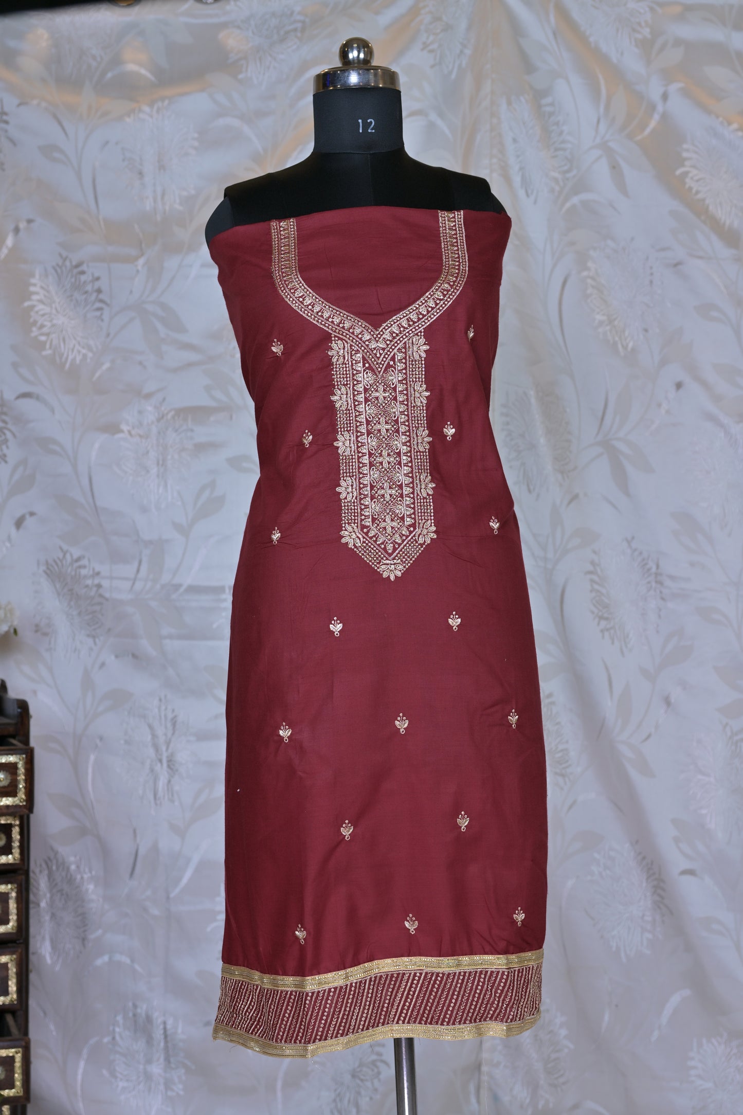 Elegant Embroidered 3-Piece Suit Material - Unstitched