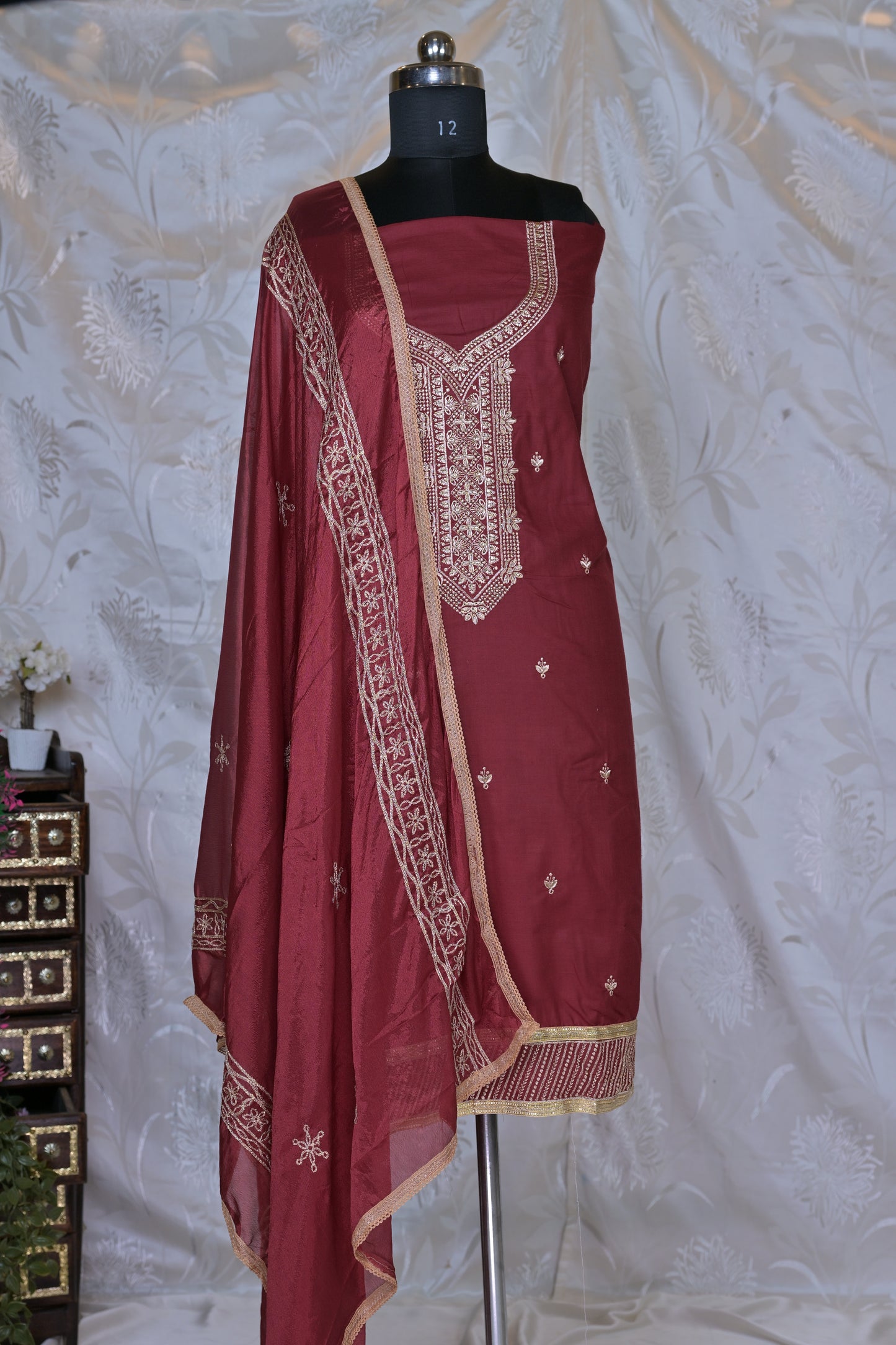 Elegant Embroidered 3-Piece Suit Material - Unstitched
