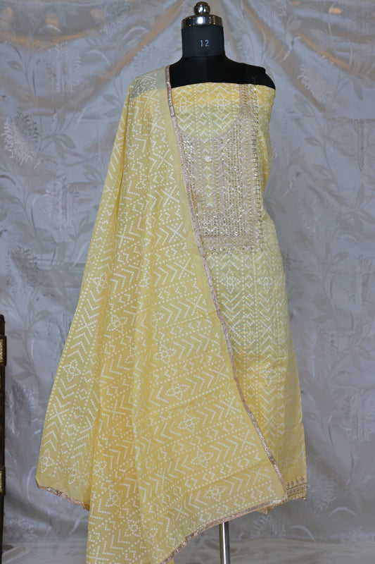 Elegant Bandhani Print 3-Piece Suit Material
