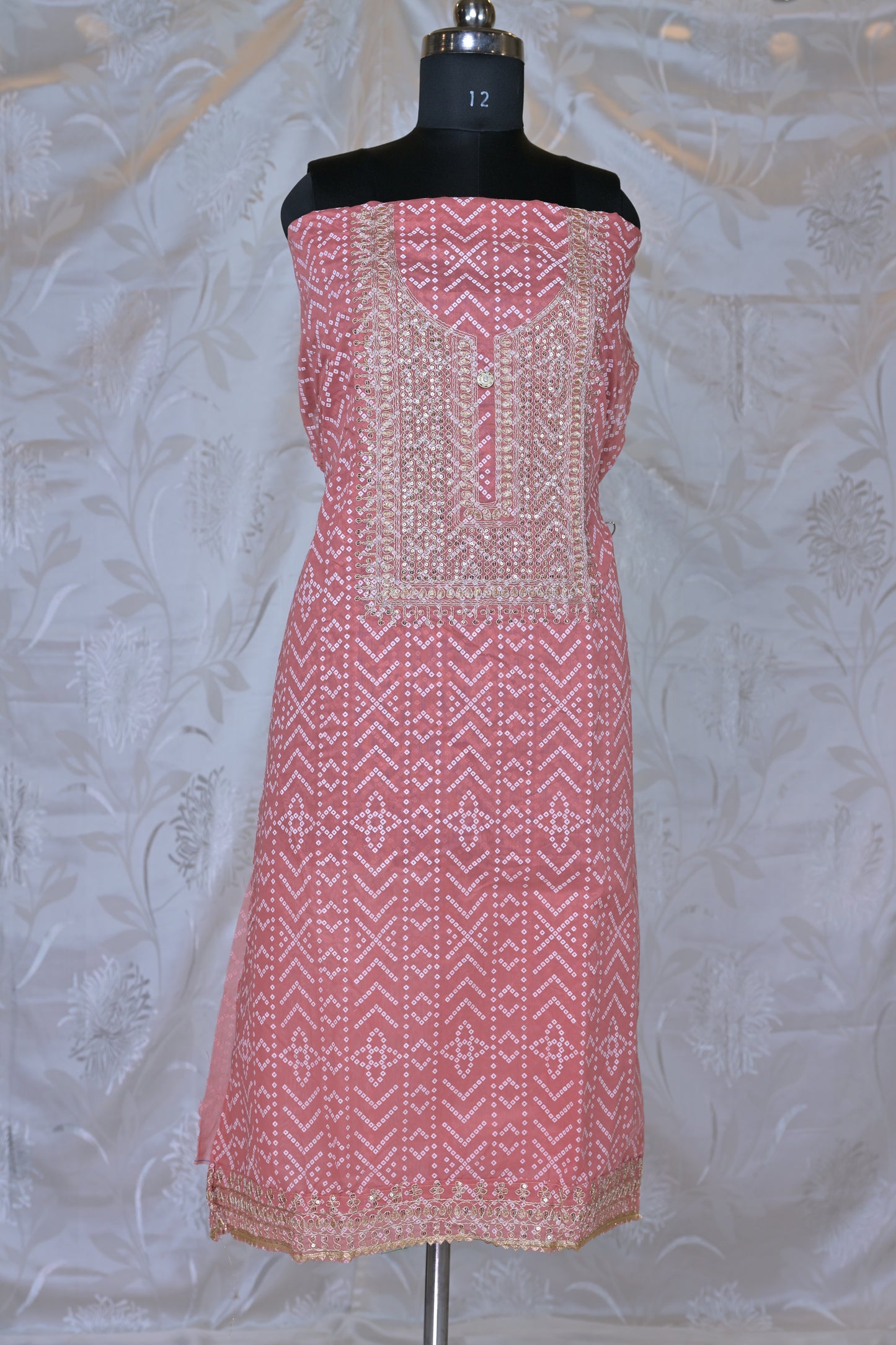 Elegant Bandhani Print 3-Piece Suit Material