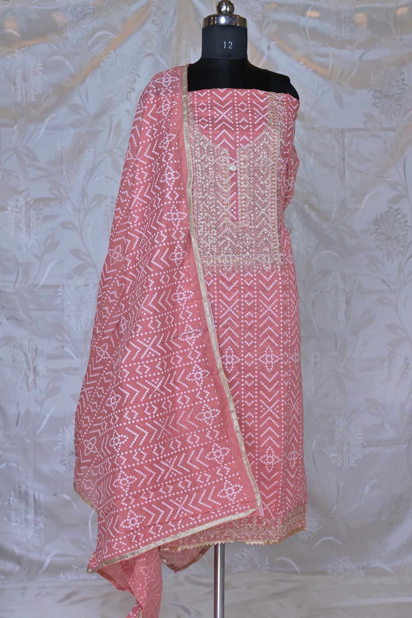 Elegant Bandhani Print 3-Piece Suit Material