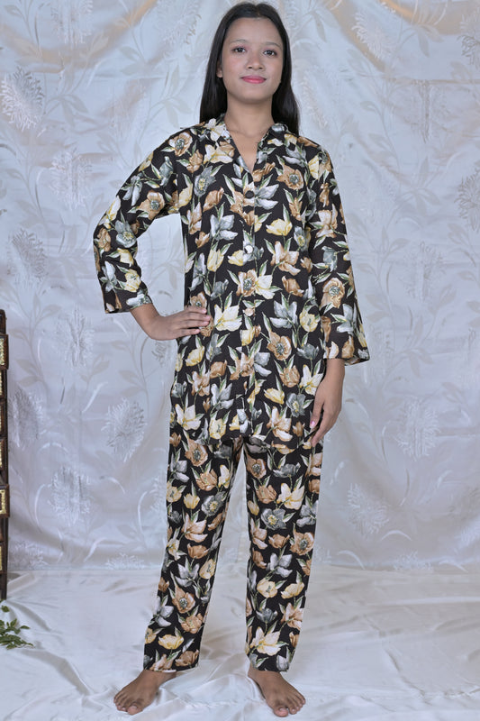 "Midnight Bloom" Floral Co-ord Lounge Set