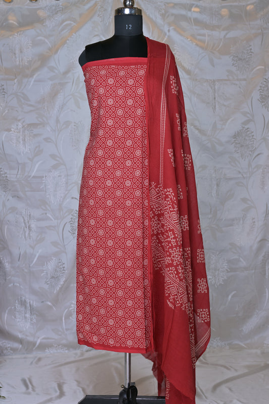 Classic Geometric Block Print 3-Piece Suit Material