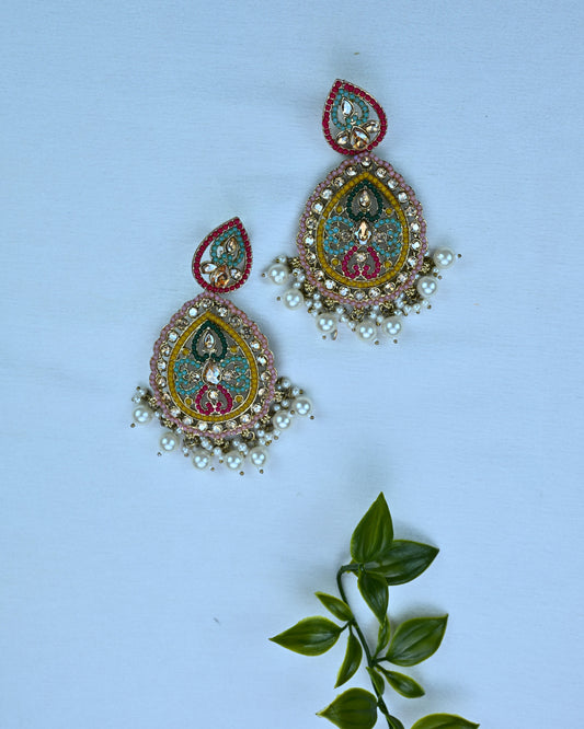 Meenakari Teardrop Jhumka