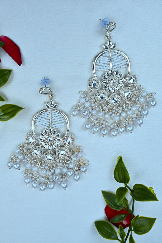 Regal Bloom Pearl Fan Earrings