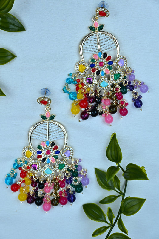 Gulbahar Multicolor Kundan Earrings