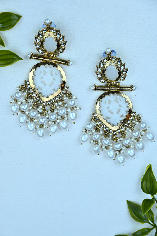 Noor-E-Moti Carved Pearl Earrings