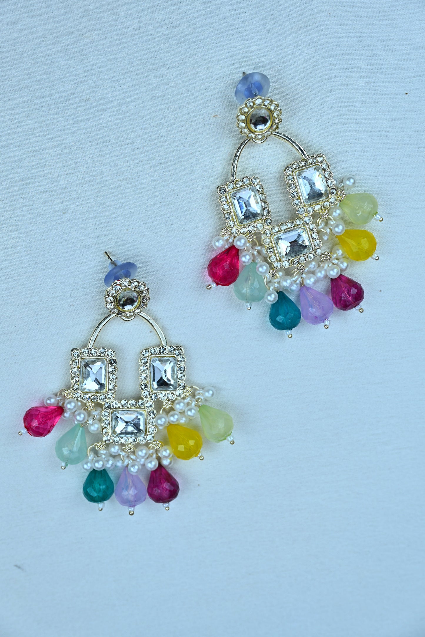 Rangrez Crystal Chand Earrings
