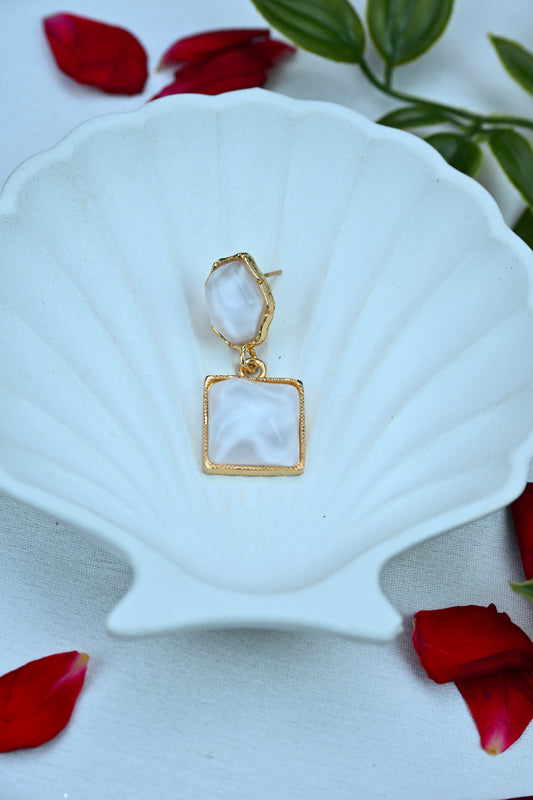 White Luxe Drop Earrings