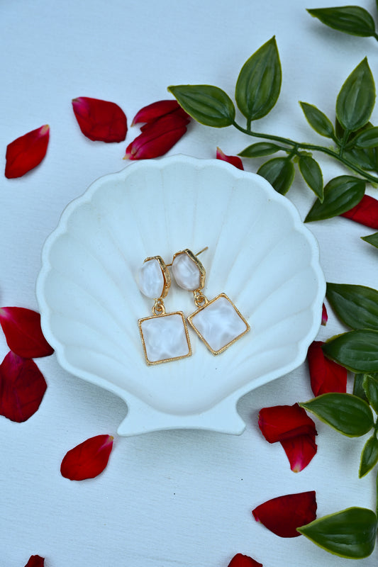 White Luxe Drop Earrings