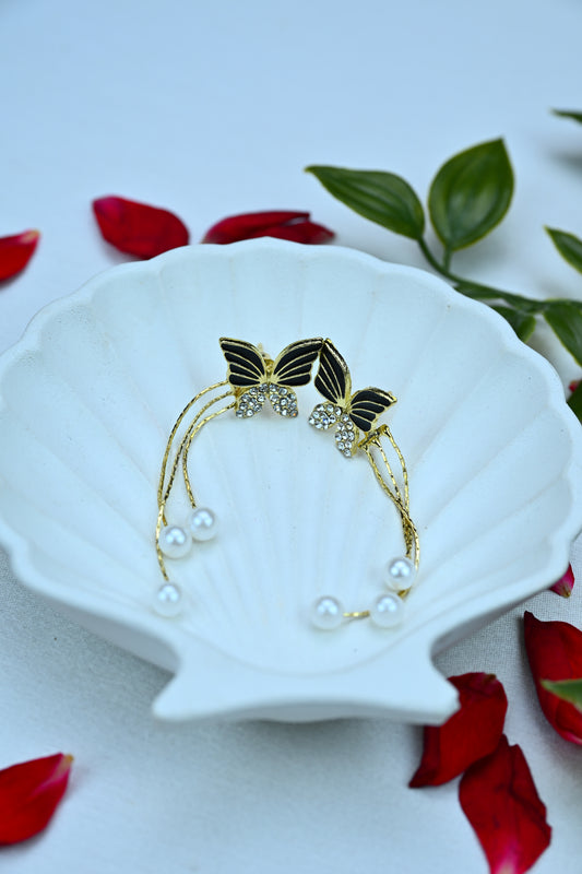 Butterfly Pearl Drop Ear earring